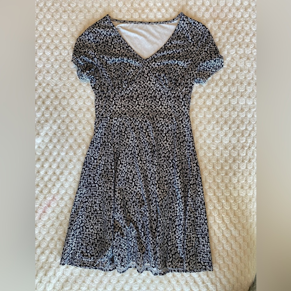 Floral Black and White Dress